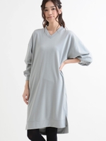 後ろレースアップワンピース/サックス