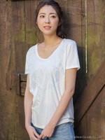 Crack Feather Choker Print Tシャツ/オフホワイト