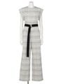 [GREED]DOBBY CHECK Wide Jumpsuit/WHITE