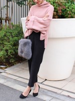 センタープレステーパードパンツ/ブラック