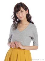 テレコVネックTシャツ/クロ