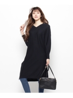 ロングニットワンピース/ブルー系(095)