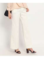 〔洗える〕コットンツイルワイドパンツ/ホワイト(002)