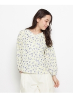 小花柄後ろリボンブラウス/ライトベージュ(151)