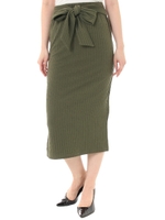 【AZUL by moussy】リボンミディタイトスカート/T.GRY