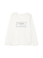 フレンチ刺繍ロゴロンT/オフ×ブルー刺繍1(031)