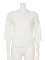 レース透けニット/ピンク