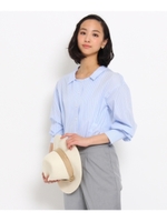 超長綿ローンストライプシャツ/ホワイト(301)