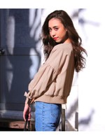 【chille anap】袖リボンノーカラーブルゾン/BK