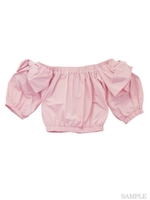 オフショル袖リボンタフタブラウス/pink