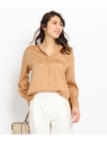 [L]〔洗える〕サテンスキッパーシャツ/ホワイト(002)