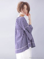 ストライプオフショルブラウス/オフホワイト