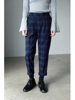 【AZUL by moussy】ウエストゴムタックテーパードパンツ/柄NVY