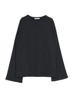 ワイドスリーブコットントップス/ブラック