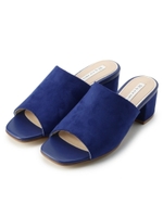 スエード調キューバンヒールミュール/ブルー(092)