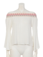 刺繍オフショルトップス/BEG