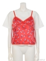 SUNNY CHERRY CAMISOLE ＆ TOPS/RED×OFF WHITE