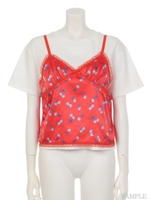 SUNNY CHERRY CAMISOLE ＆ TOPS/RED×OFF WHITE
