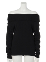 オフショルワイドリブトップス/ピンク