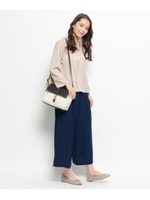 Vネックブラウス+タックワイドパンツ/オフホワイト(003)