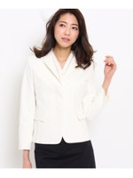 〔洗える〕リネン混ストレッチジャケット/ホワイト(002)