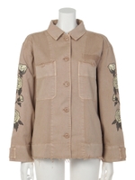 フラワー刺繍ミリタリージャケット/BEIGE LT