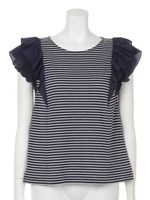 TR袖フリルボーダープルオーバー/オフホワイト