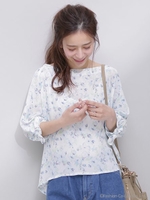 オリジナルフラワーブラウス/ブルー