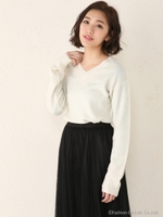 chick モヘアタッチVネックニットP/O/WHT