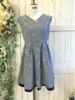 ギンガム刺繍リバーシブルワンピース/ライトグリーン