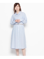 コットンリネンロングシャツドレス/ネイビー(393)