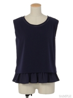 シフォンフリルトップス/紺