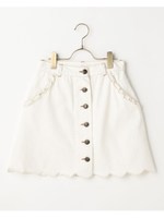 裾スカラップデニムスカート/インディゴ