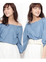 テンセルデニムオフショルブラウス/ブルー(092)