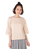 刺繍スリーブプルオーバー/ピンク(090)