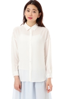 [椿原慶子さん、松村未央さん、宇賀なつみさん着用][ウォッシャブル]ランバートデシンシャツブラウス/ホワイト(030)