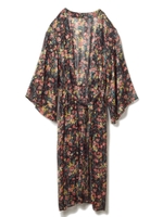 花柄楊柳シフォンガウン/ブラック