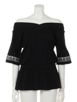 【LOOKBOOK、MOOK掲載アイテム】Vネック五分袖チュニックオフショル/WHT