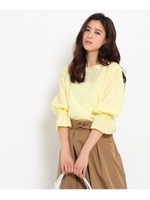 〔洗える〕シャンブレーキャンディスリーブブラウス/ネイビー(093)