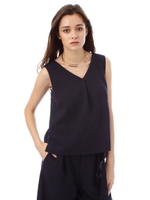 《HOLIDAY LINE》ドライクロスノースリーブブラウス/ネイビー(120)