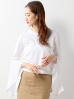 DOUBLE STANDARD CLOTHING ラッフルスリーブ プルオーバー/WHITE