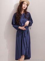 刺繍ギャザーボリュームワンピース/ピンクベージュ