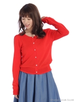 フラワー釦フリル長袖C/D/チェリーピンク