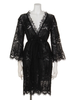 フリンジレースガウン/ブラック