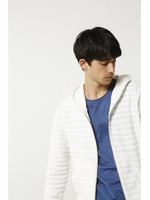 【AZUL by moussy】裏毛ボーダーZIPパーカー/WHT