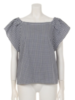 【chille anap】2WAY袖フリルギンガムチェックトップス/BL