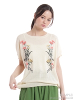 グラスランドブーケ刺繍ニットプルオーバー/生成