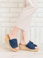 リボンジュートウエッジサンダル/ブルー