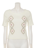 【sw】フラワーアーガイルトップス/オフホワイト