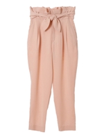 ハイウエスト共布ベルト付ロングパンツ/ピンク